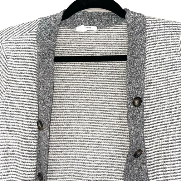 Maurices Gray & White Striped Button Open Front Cardigan Medium Women’s - Picture 2 of 12